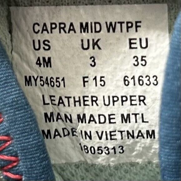 Merrell Capra Mid WTPF Kids Youth Size 4 Blue Suede Waterproof Hiking Boots Used - Picture 11 of 11